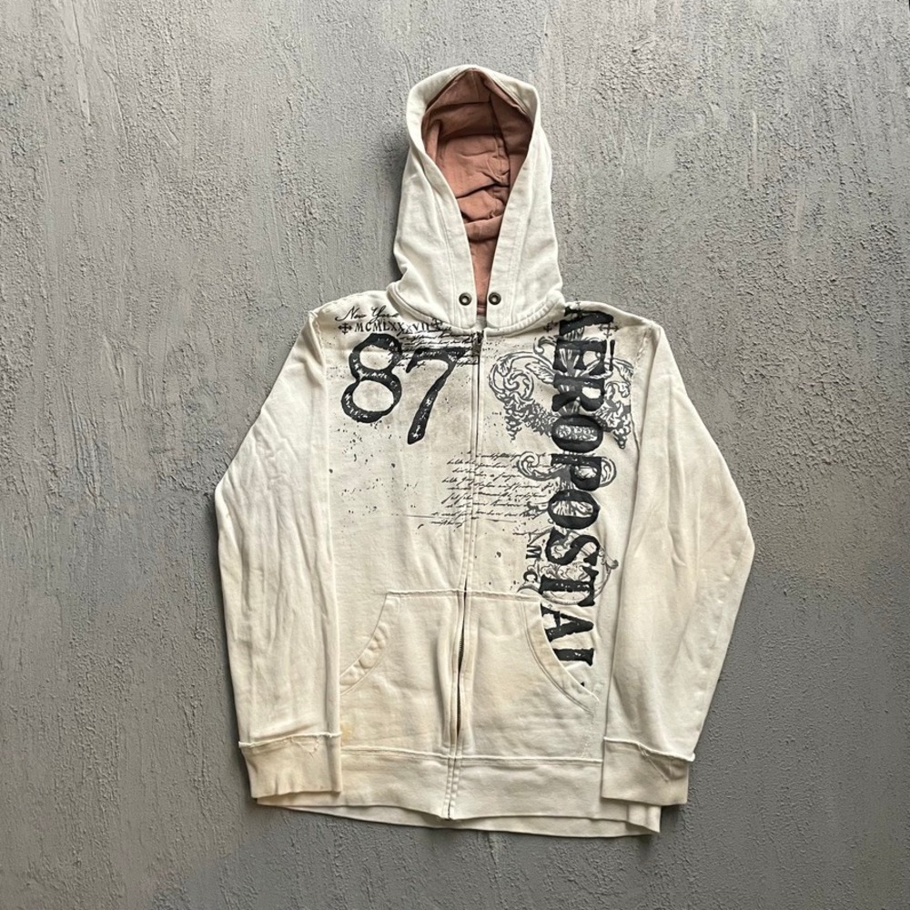 Vintage Aeropostale Zip Up Hoodie Small White Y2K